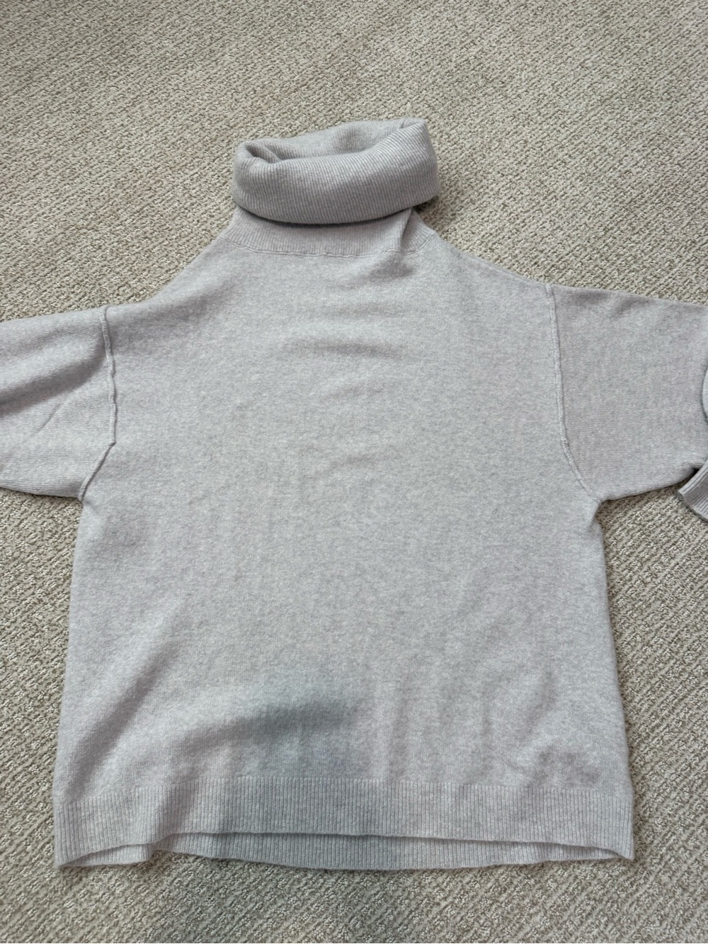 Free People Light Gray Turtleneck Short-Sleeve Sweater